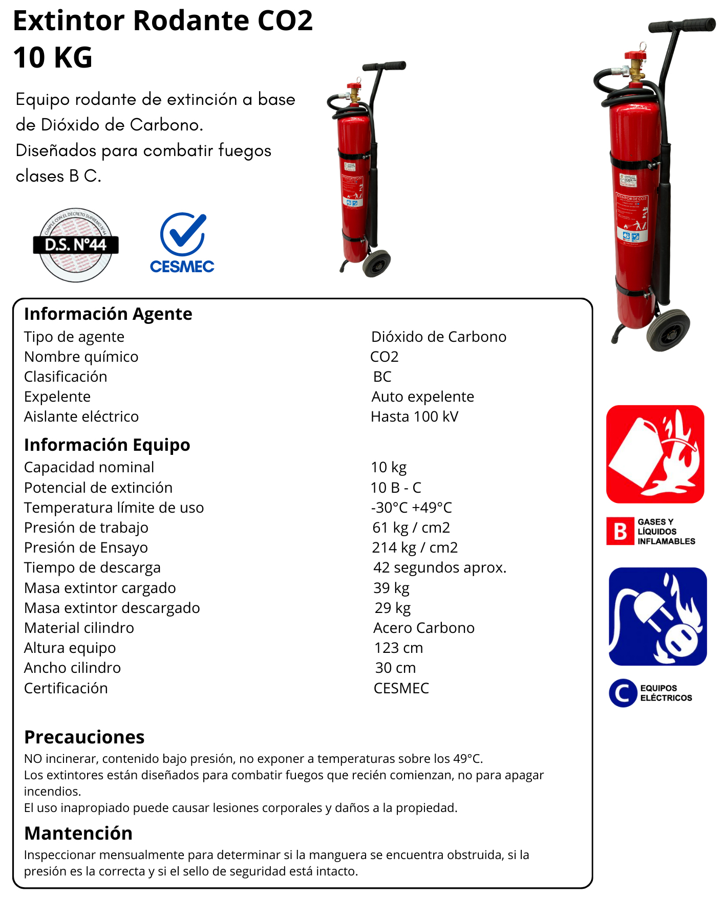 Extintor 10 kilos CO2 - Imagen 2