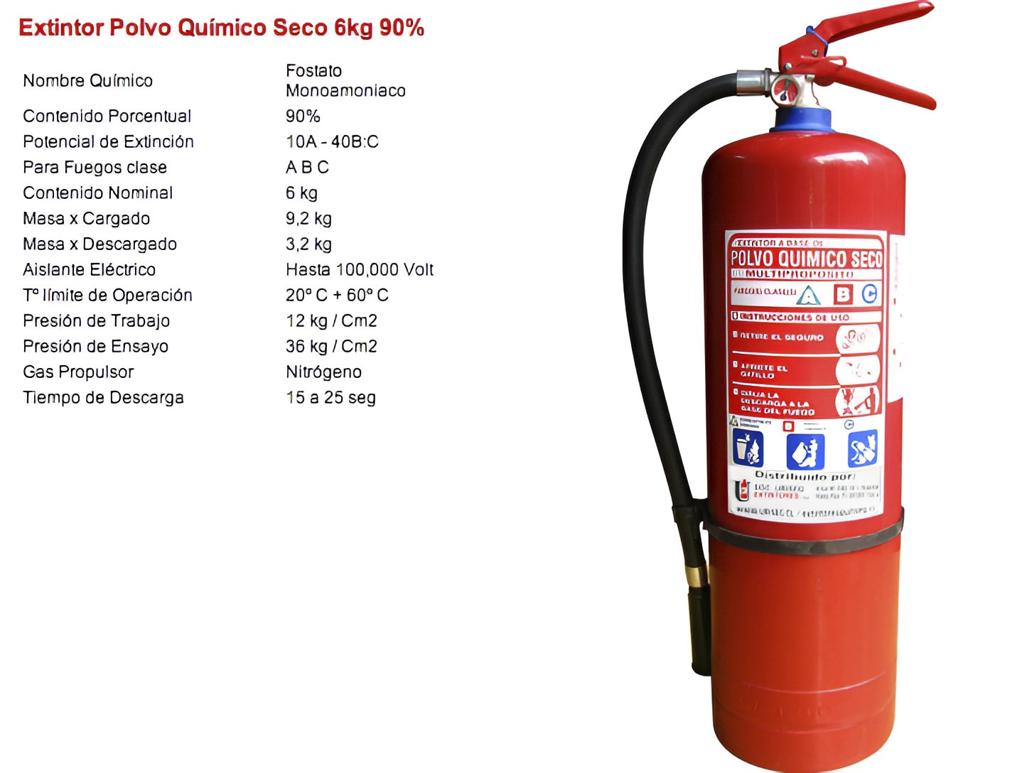 Extintor PQS 6 kg 90% - Imagen 2